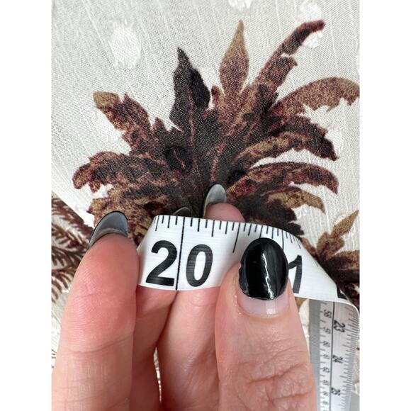 Joie Top Womens Medium Beige Brown Floral Palm Tree V Neck Beachy Boho Bohemian - Picture 7 of 8